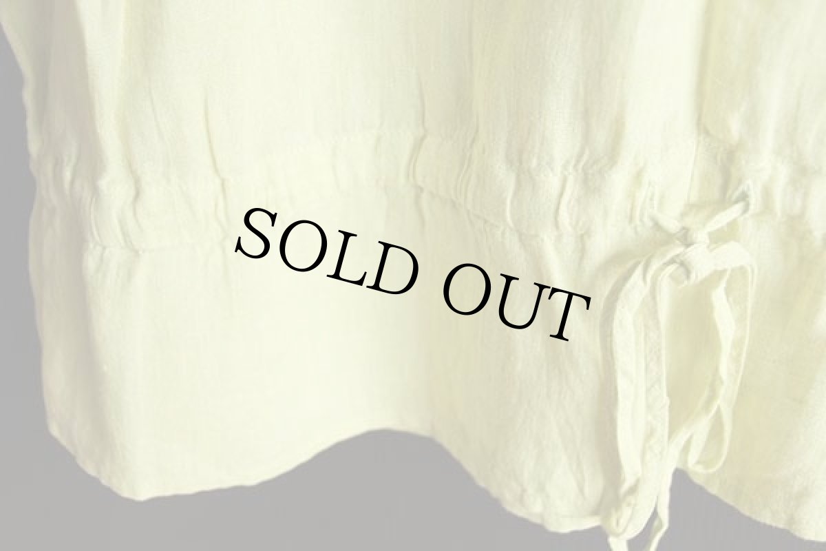 画像6: 90s リトアニア製 FLAX 無地 マキシ丈 リネン スカート 薄黄 S (6)