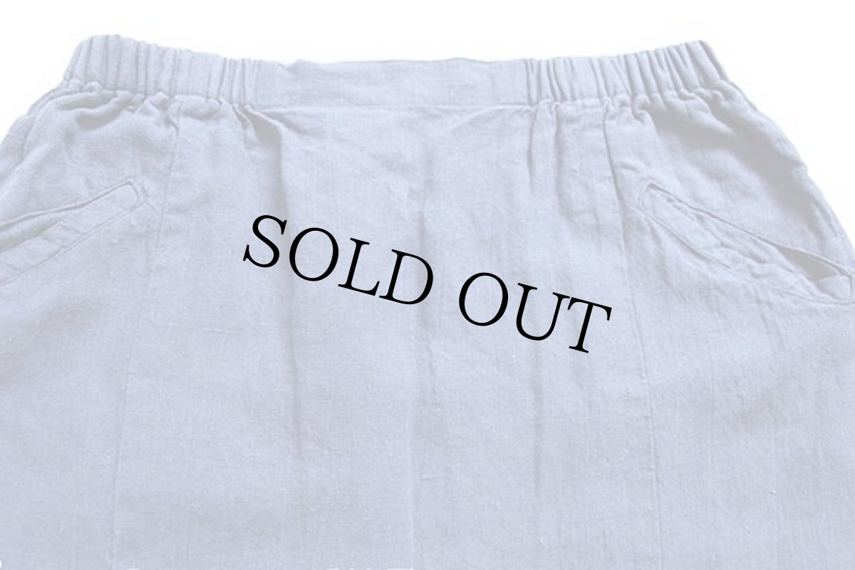 画像3: 90s リトアニア製 FLAX 無地 マキシ丈 リネン スカート ブルーグレー M (3)