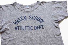 画像1: 70s USA製 Championチャンピオン BRECK SCHOOL ATHLETIC DEPT. 染み込みプリント 88/12 Tシャツ 杢グレー M (1)