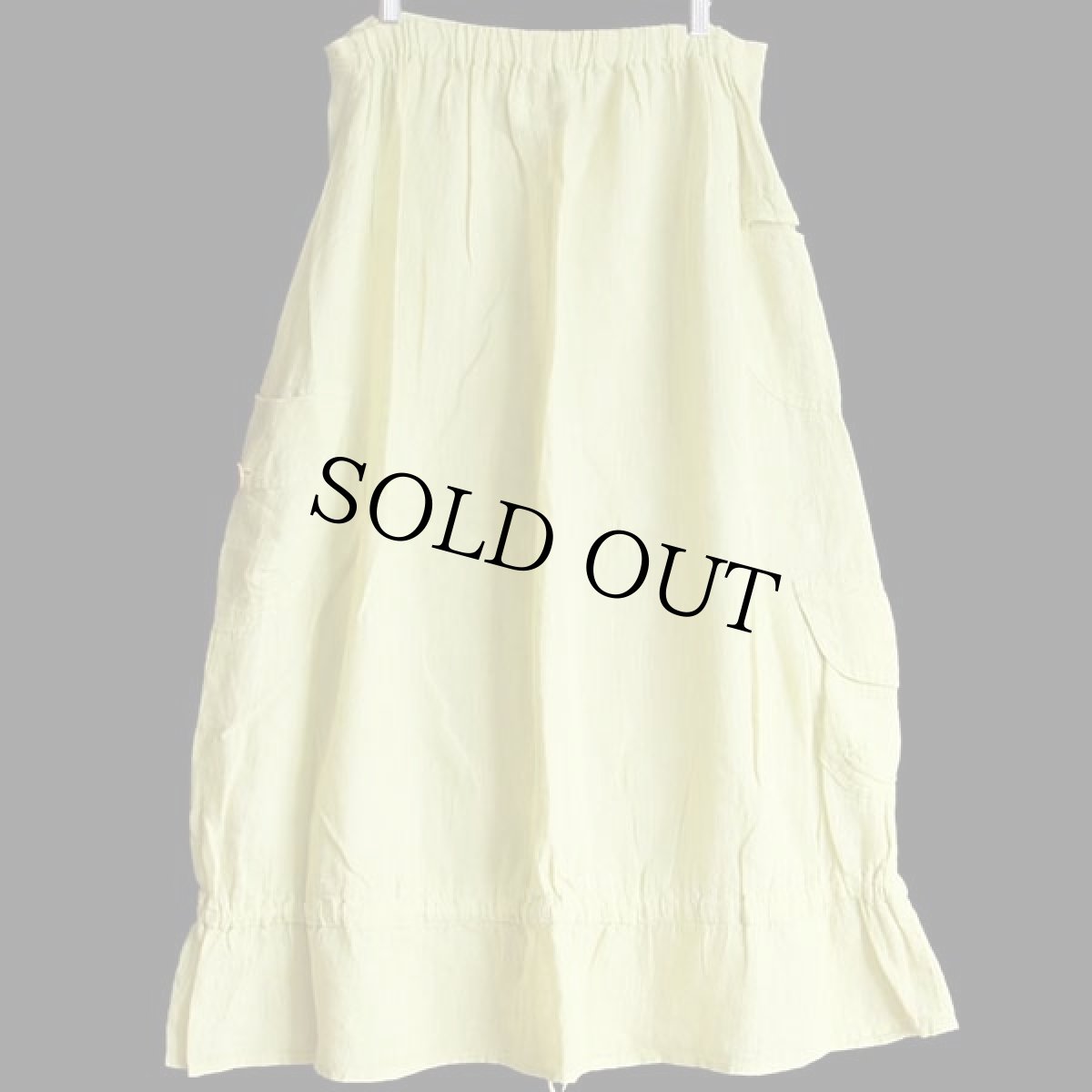 画像2: 90s リトアニア製 FLAX 無地 マキシ丈 リネン スカート 薄黄 S (2)