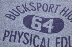 画像4: 70s USA製 Championチャンピオン BUCKSPORT HIGH 64 三段中抜き 染み込みプリント 88/12 Tシャツ 杢グレー M (4)