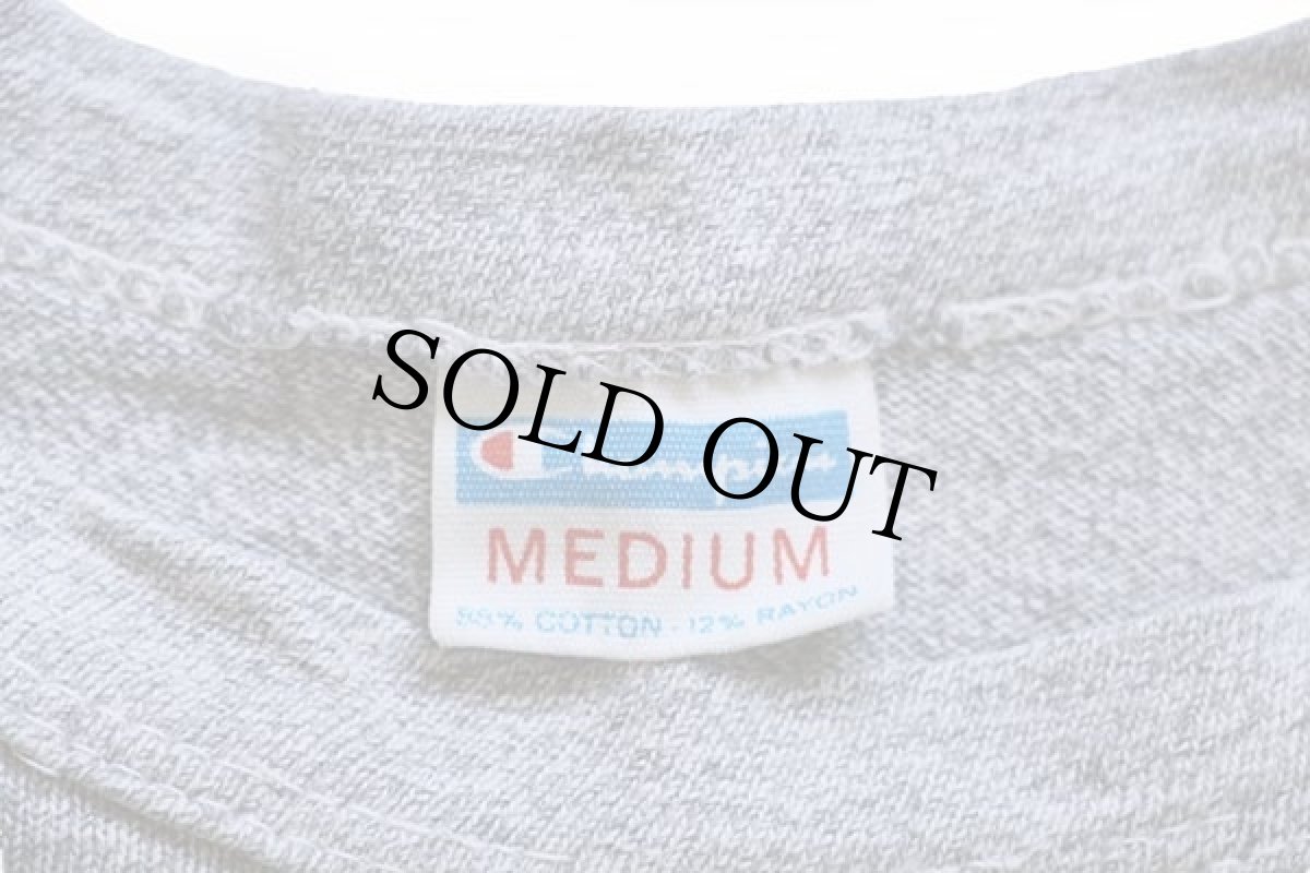 画像5: 70s USA製 Championチャンピオン BUCKSPORT HIGH 64 三段中抜き 染み込みプリント 88/12 Tシャツ 杢グレー M (5)