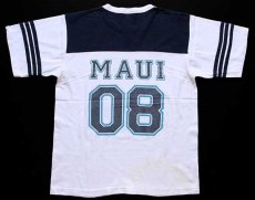 画像3: 90s USA製 MAUI 08 ナンバリング ツートン コットン フットボールTシャツ 白×紺 M (3)