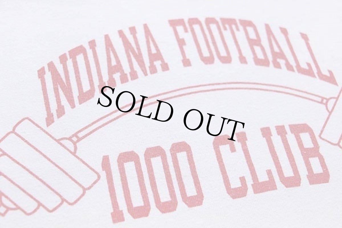 画像3: 80s USA製 Championチャンピオン INDIANA FOOTBALL 1000 CLUB バーベル 染み込みプリント コットンTシャツ 白 XL (3)