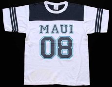 画像2: 90s USA製 MAUI 08 ナンバリング ツートン コットン フットボールTシャツ 白×紺 M (2)