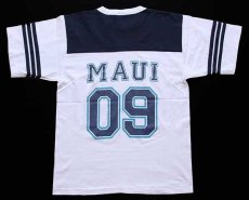 画像3: 90s USA製 MAUI 09 ナンバリング ツートン コットン フットボールTシャツ 白×紺 M (3)