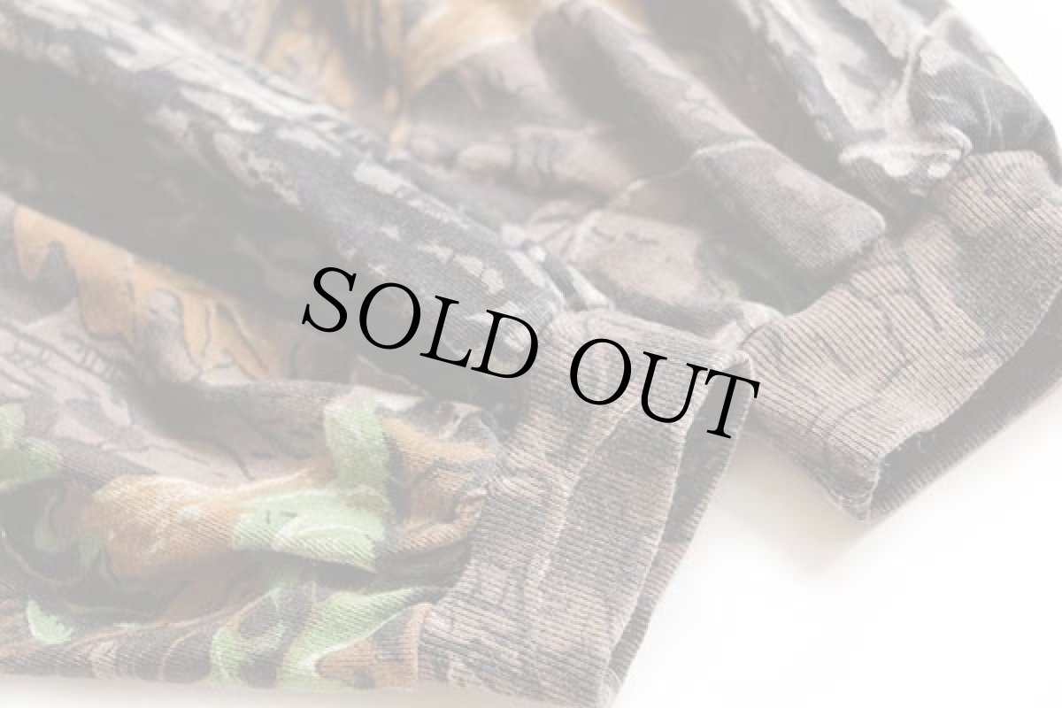 画像5: 90s USA製 JERZEES Outdoors モックネック SUPERFLAUGE リアルツリーカモ コットン ポケット付き 長袖Tシャツ L (5)