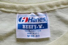 画像4: 80s USA製 Hanes アメリカオシ 染み込みプリント アート コットンTシャツ 薄黄 M (4)