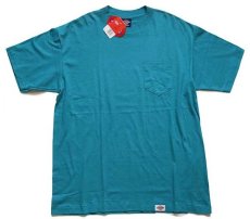 画像2: デッドストック★90s USA製 Dickiesディッキーズ 無地 コットン ポケットTシャツ エメラルドグリーン XL (2)