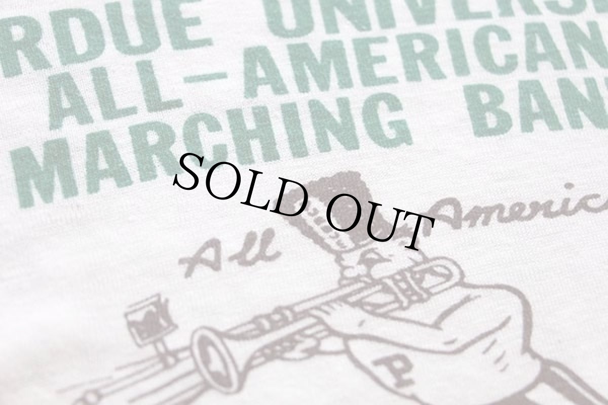 画像3: 70s WILTON PURDUE UNIVERSITY ALL-AMERICAN MARCHING BAND 染み込みプリント コットンTシャツ 白 L (3)