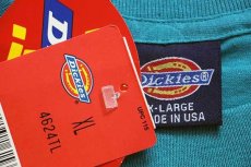 画像4: デッドストック★90s USA製 Dickiesディッキーズ 無地 コットン ポケットTシャツ エメラルドグリーン XL (4)