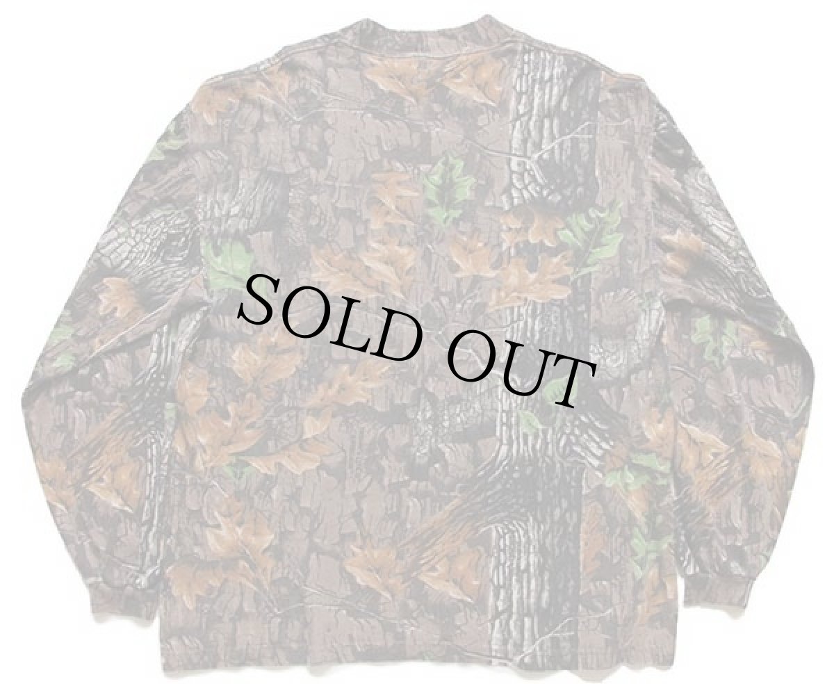 画像2: 90s USA製 JERZEES Outdoors モックネック SUPERFLAUGE リアルツリーカモ コットン ポケット付き 長袖Tシャツ L (2)