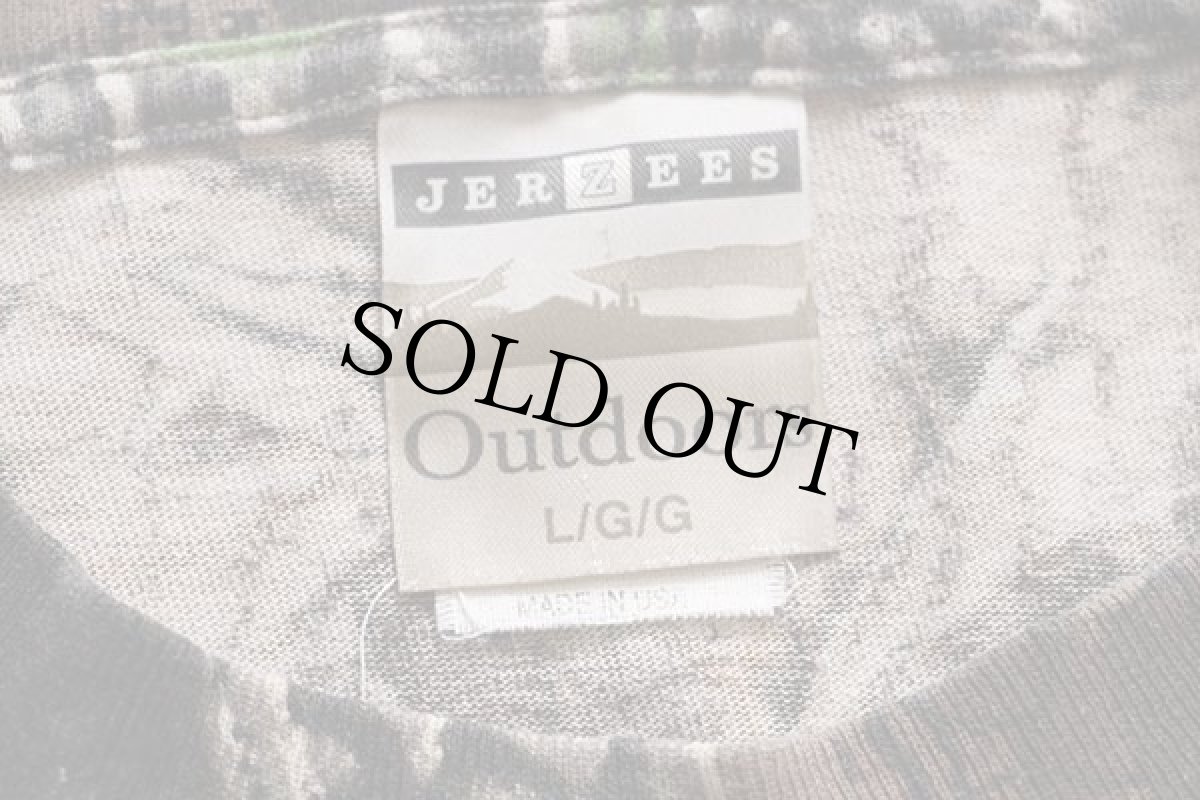 画像3: 90s USA製 JERZEES Outdoors モックネック SUPERFLAUGE リアルツリーカモ コットン ポケット付き 長袖Tシャツ L (3)