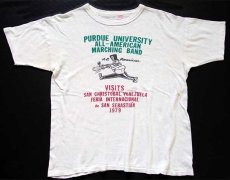 画像2: 70s WILTON PURDUE UNIVERSITY ALL-AMERICAN MARCHING BAND 染み込みプリント コットンTシャツ 白 L (2)