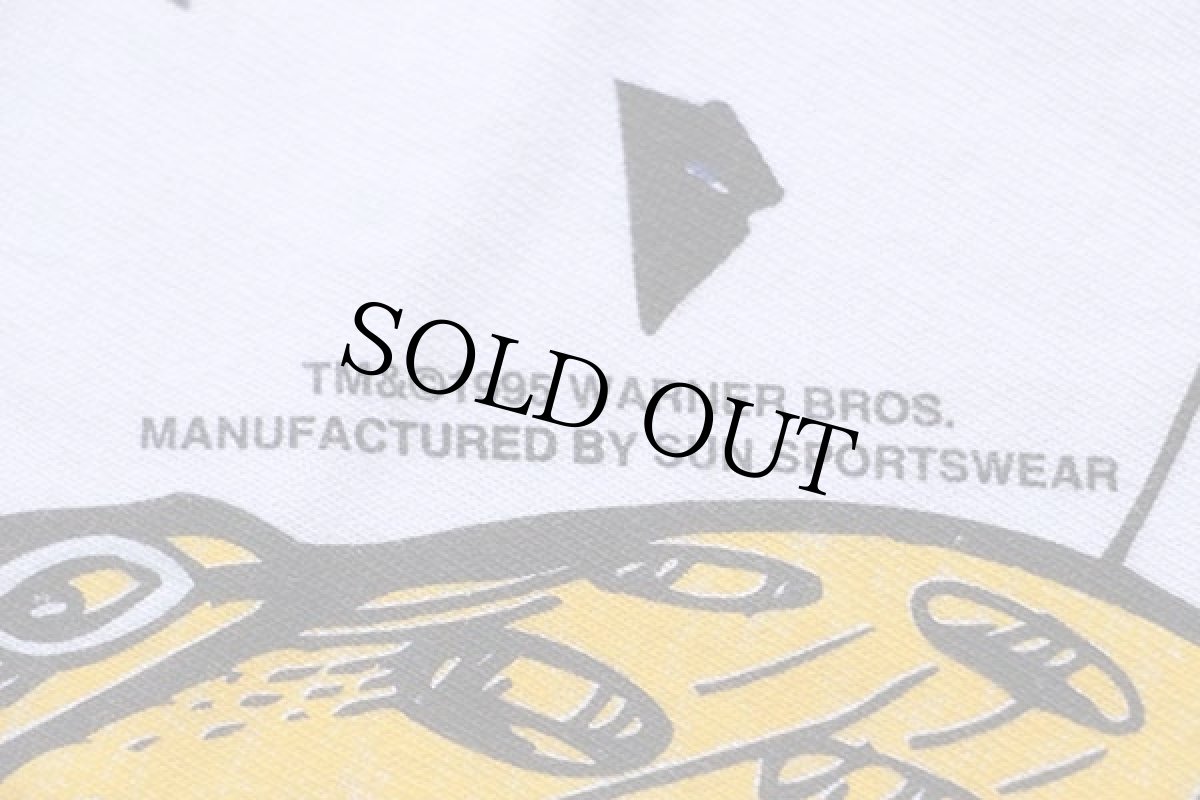 画像4:  デッドストック★90s USA製 NHL ST.LOUIS BLUES タズマニアンデビル 両面 染み込みプリント コットンTシャツ 白 L (4)