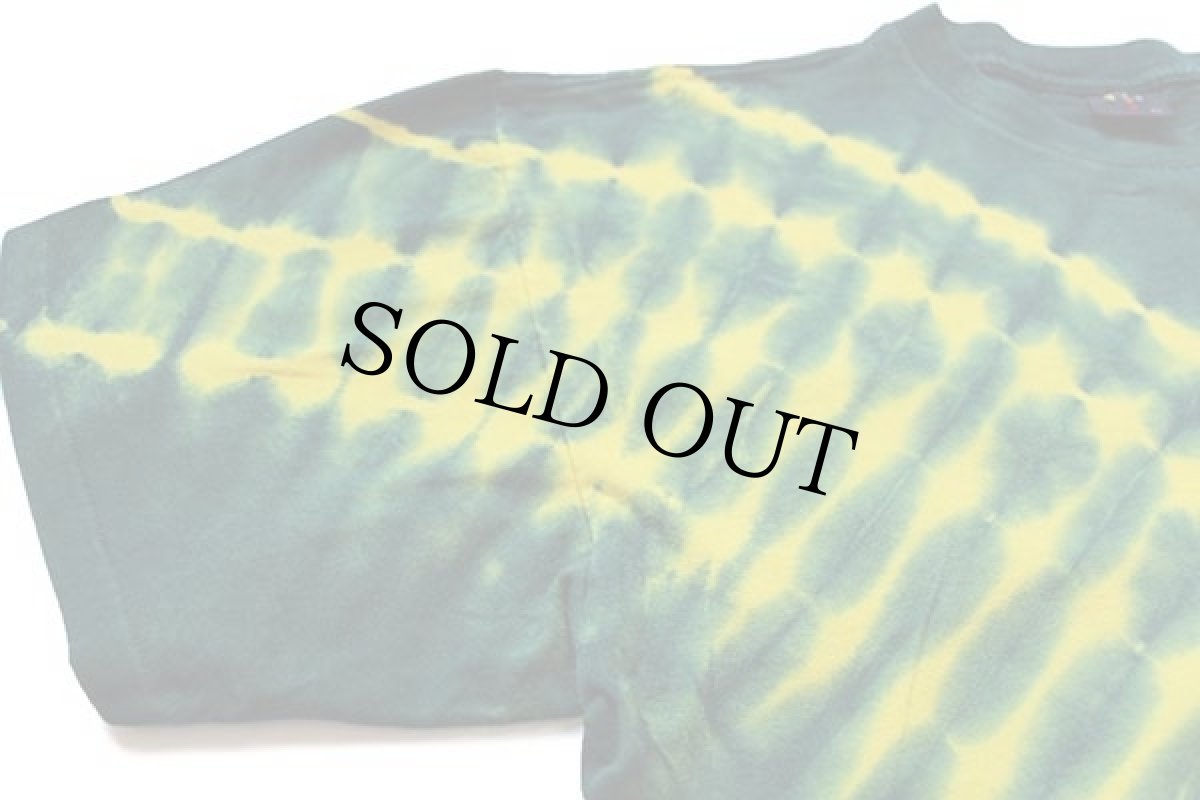 画像4: 90s USA製 V字 タイダイ染め コットンTシャツ 緑 XL (4)