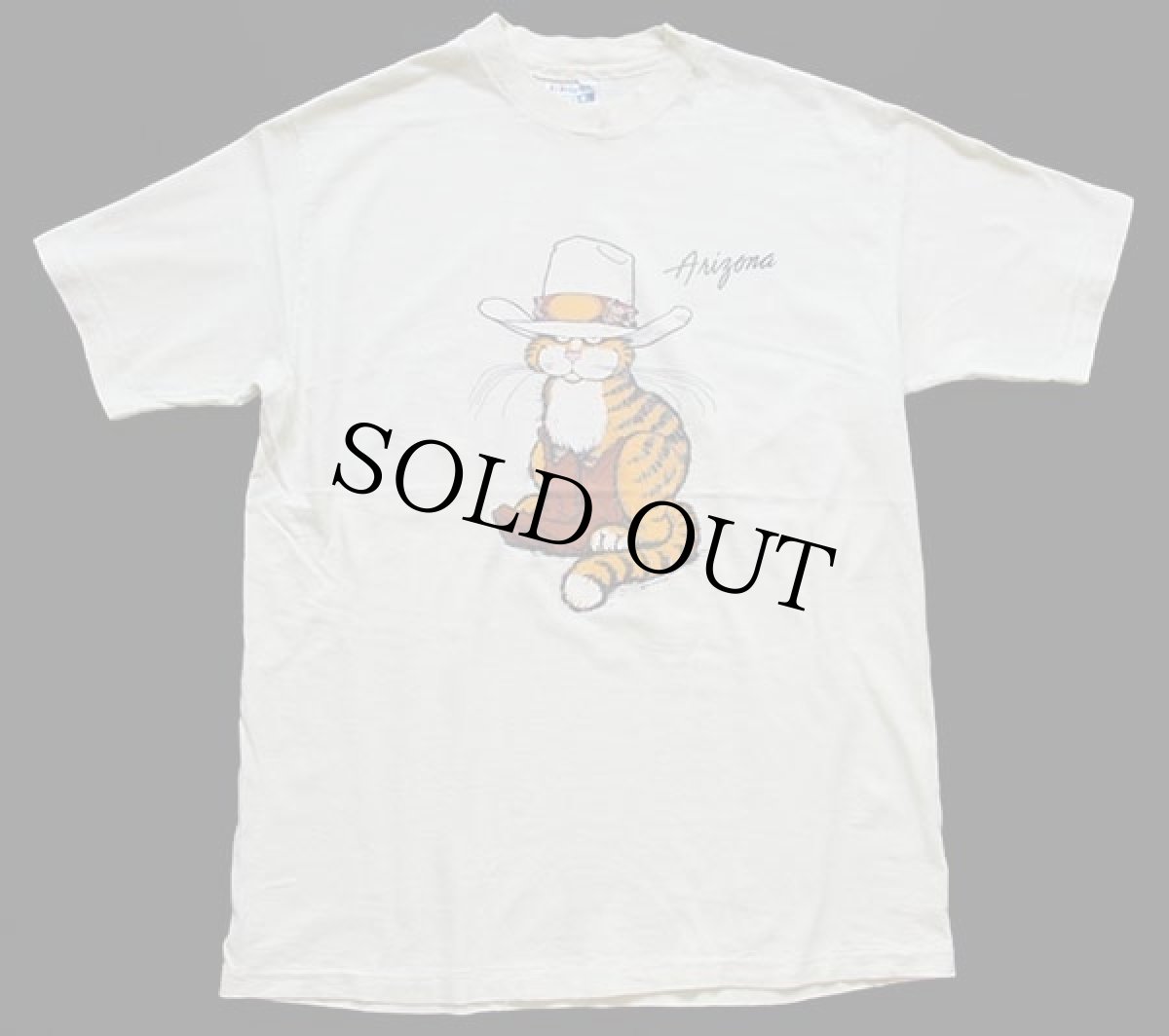 画像2: 80s USA製 Hanes Arizona キャット ウエスタン アート コットンTシャツ クリーム L (2)