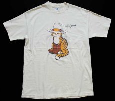 画像2: 80s USA製 Hanes Arizona キャット ウエスタン アート コットンTシャツ クリーム L (2)