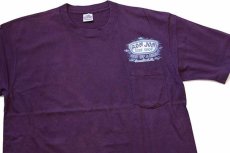 画像1: 80s USA製 RON JON SURF SHOP ジュゴン 両面プリント コットン ポケットTシャツ カスタム 紫 L (1)