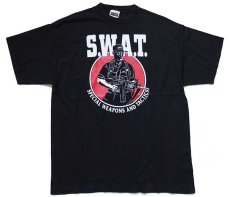 画像2: 90s USA製 S.W.A.T. コットンTシャツ 黒 XL (2)
