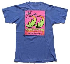 画像3: 90s USA製 MOONEYES ムーンアイズ We Love The Drop 両面 蛍光プリント コットンTシャツ 青紫 (3)