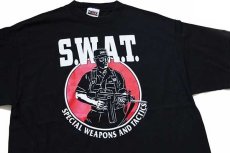 画像1: 90s USA製 S.W.A.T. コットンTシャツ 黒 XL (1)