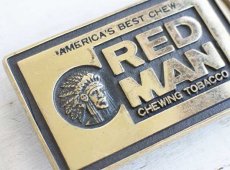 画像3: ビンテージ RED MAN CHEWING TOBACCO インディアンヘッド ブラス バックル★ベルト (3)