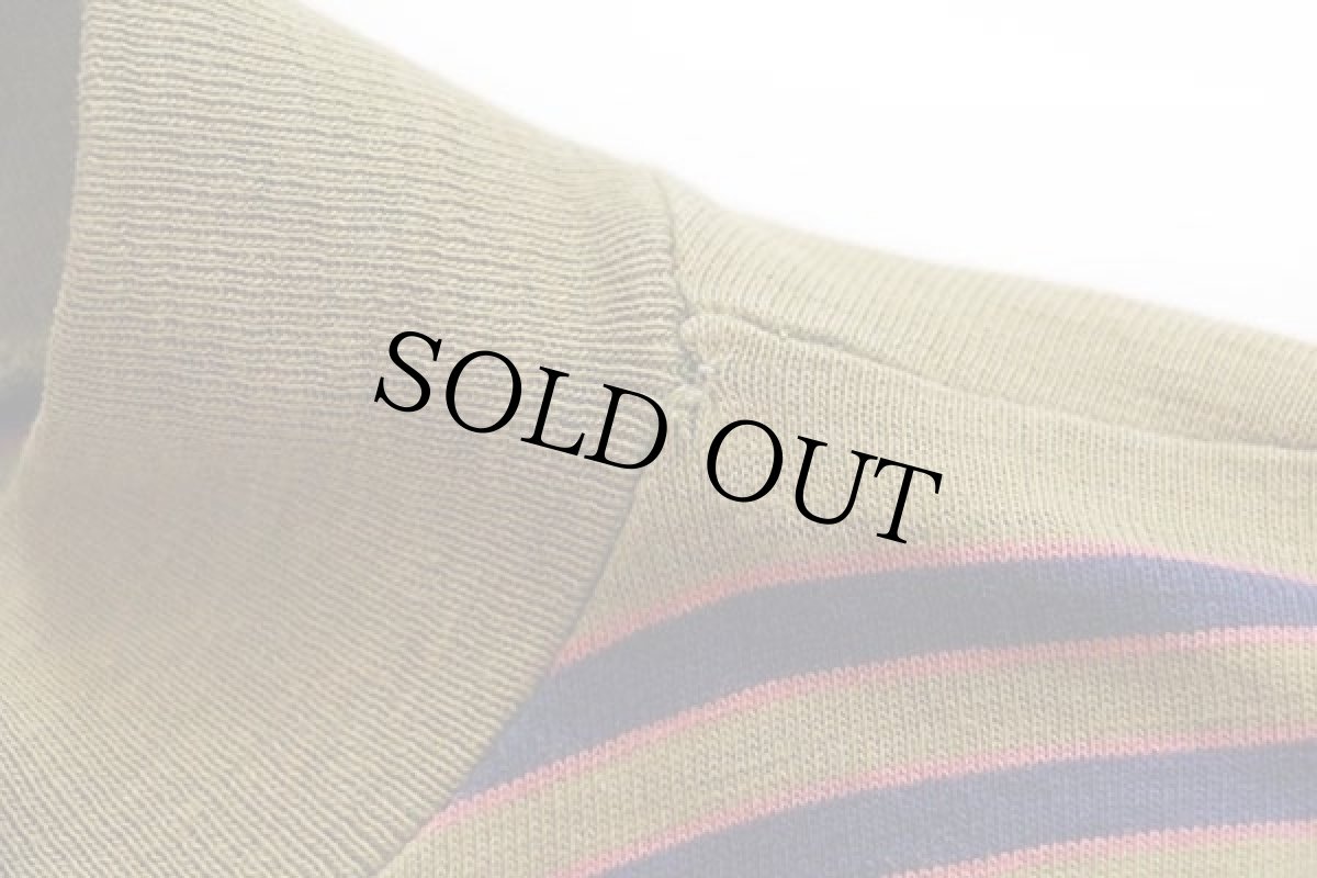 画像5: 70s VELVA SHEEN DENISON UNIVERSITY モックネック ランダムボーダー 五分袖 コットンTシャツ (5)