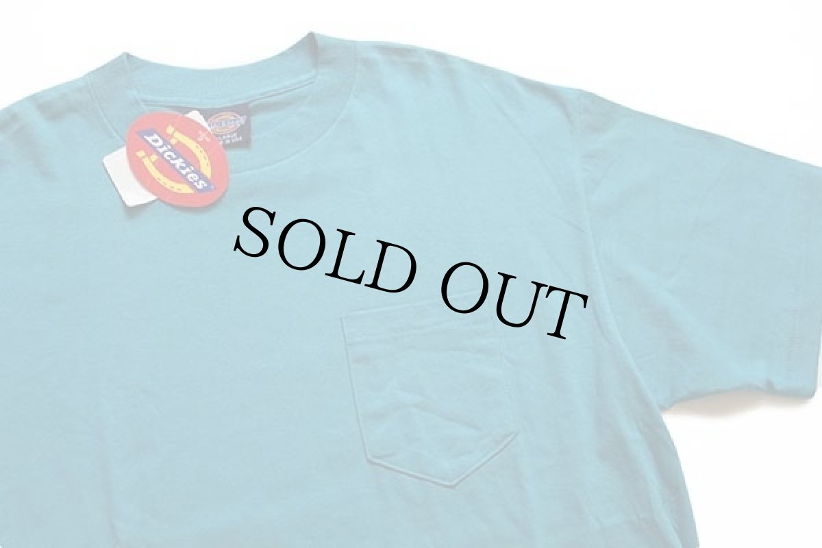 画像3: デッドストック★90s USA製 Dickiesディッキーズ 無地 コットン ポケットTシャツ エメラルドグリーン XL (3)