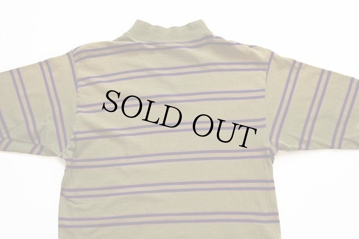 画像3: 70s VELVA SHEEN DENISON UNIVERSITY モックネック ランダムボーダー 五分袖 コットンTシャツ (3)