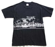 画像2: 80s USA製 Laguna Beach 両面プリント アート コットンTシャツ 黒 フェード XL (2)