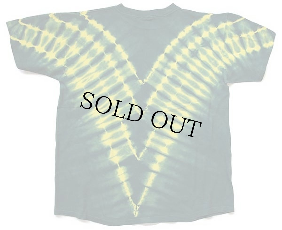 画像2: 90s USA製 V字 タイダイ染め コットンTシャツ 緑 XL (2)