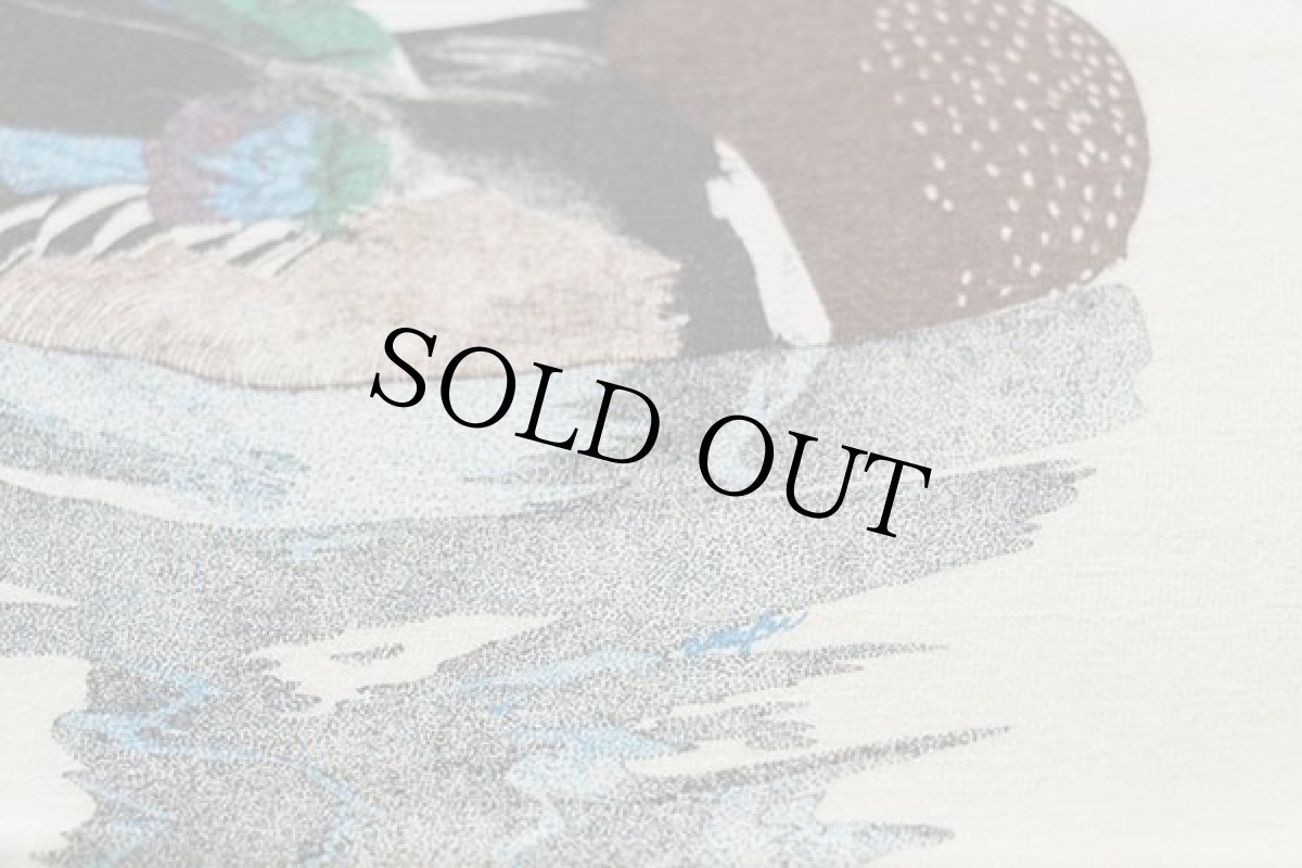 画像3: 80s USA製 Hanes アメリカオシ 染み込みプリント アート コットンTシャツ 薄黄 M (3)