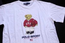 画像1: 90s POLO SPORTポロ スポーツ ラルフローレン ポロベア コットンTシャツ 白 M (1)