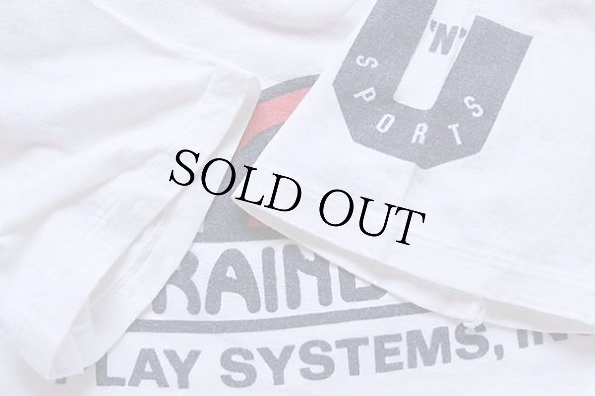 画像4: 80s USA製 RAINBOW PLAY SYSTEMS,INC.ロゴ 3 ナンバリング ヘンリーネック コットンTシャツ 白 XL (4)