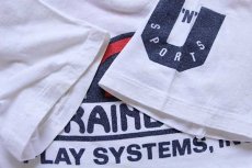 画像4: 80s USA製 RAINBOW PLAY SYSTEMS,INC.ロゴ 3 ナンバリング ヘンリーネック コットンTシャツ 白 XL (4)