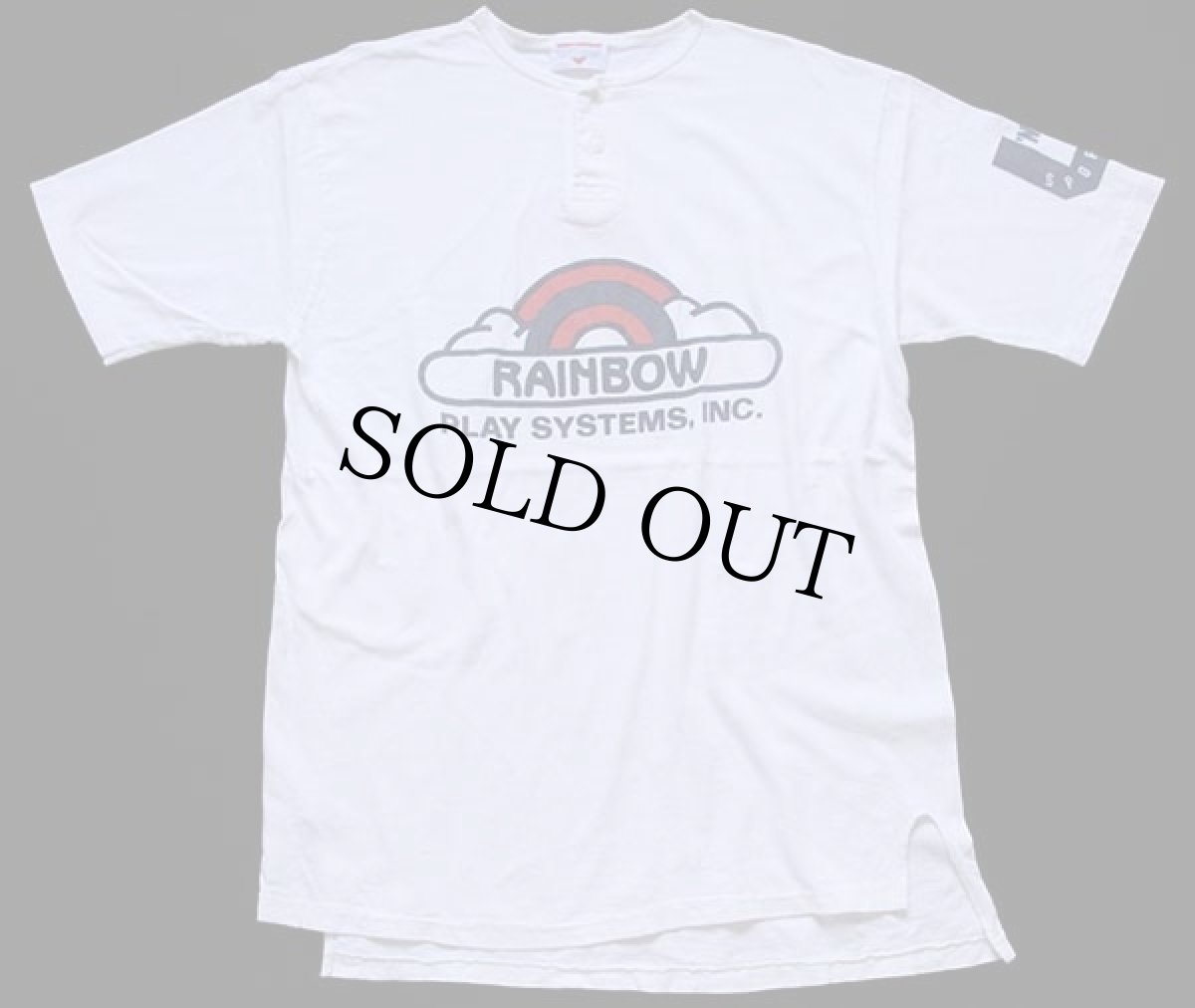 画像2: 80s USA製 RAINBOW PLAY SYSTEMS,INC.ロゴ 3 ナンバリング ヘンリーネック コットンTシャツ 白 XL (2)