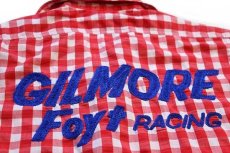 画像4: 70s GILMORE Foyt RACING チェーン刺繍&パッチ付き チェック 半袖 コットンシャツ 赤×白 (4)