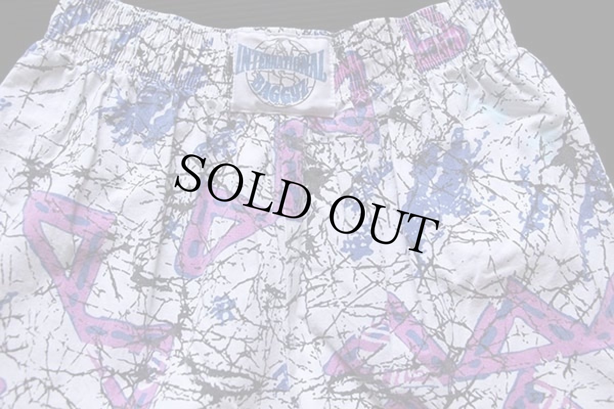 画像4: 90s USA製 INTERNATIONAL BAGGYZ 総柄 コットン イージーパンツ S (4)