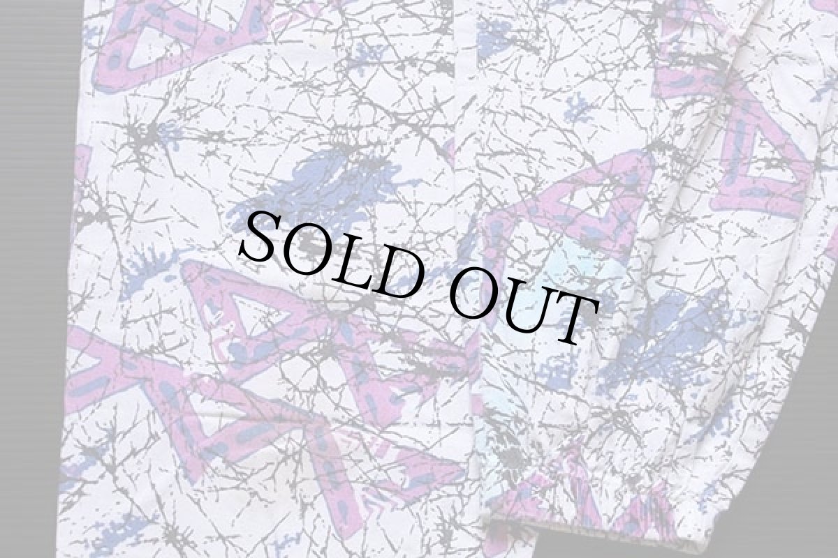 画像7: 90s USA製 INTERNATIONAL BAGGYZ 総柄 コットン イージーパンツ S (7)