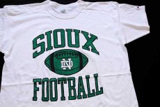 画像1: 80s USA製 Championチャンピオン SIOUX FOOTBALL フットボール 染み込みプリント コットンTシャツ 生成り XXL (1)