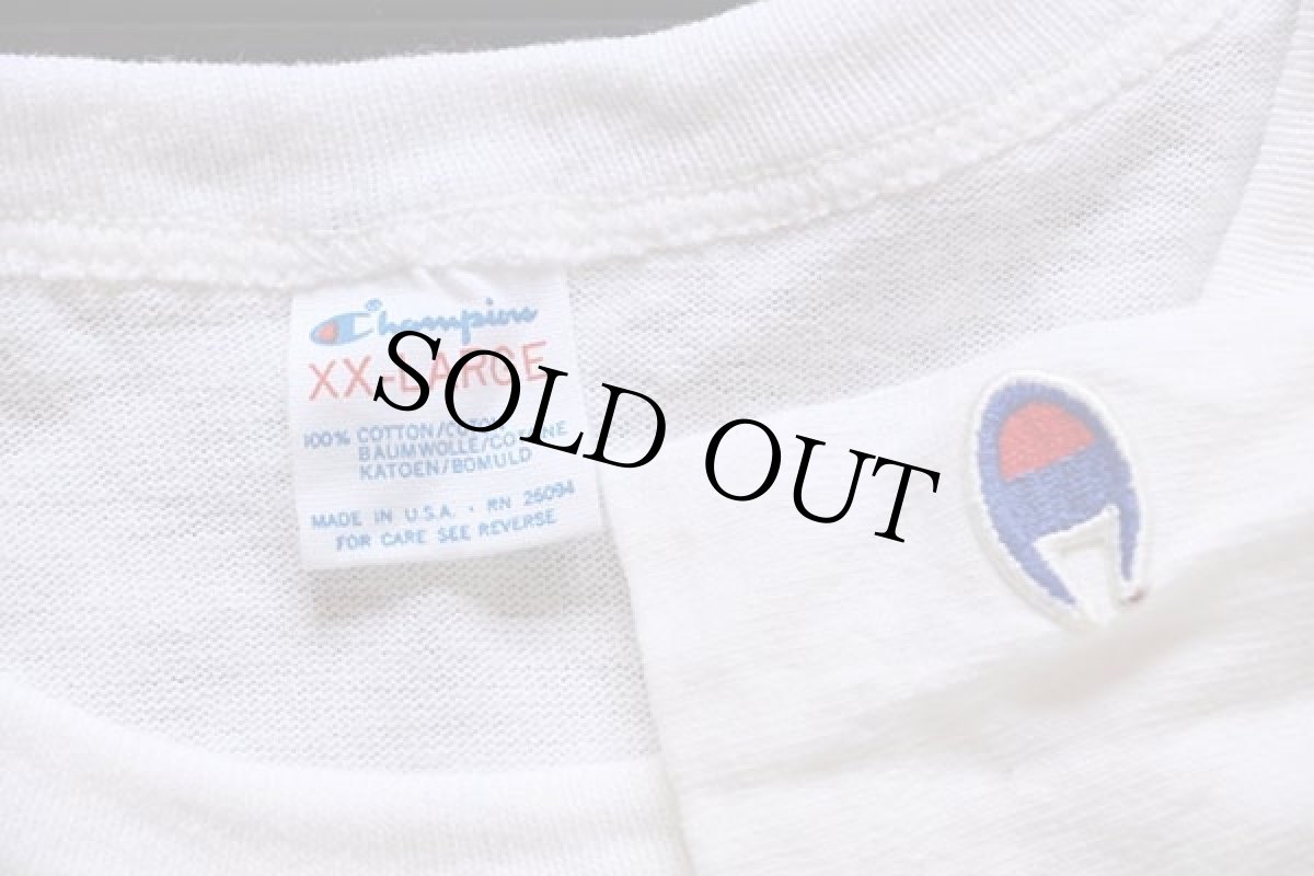 画像3: 80s USA製 Championチャンピオン SIOUX FOOTBALL フットボール 染み込みプリント コットンTシャツ 生成り XXL (3)