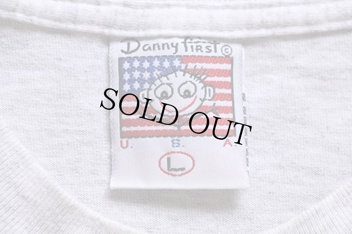 画像5: 90s USA製 Danny first HONOLULU HAWAII 星条旗 バンダナ アート コットンTシャツ 杢ライトグレー L (5)