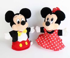 画像1: 90s MATTEL Disneyディズニー ミッキー&ミニー マウス ハンドパペット ドール 2体セット★ぬいぐるみ (1)