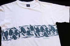 画像1: 90s USA製 patagoniaパタゴニア カヤック 両面プリント オーガニックコットンTシャツ 白 S (1)