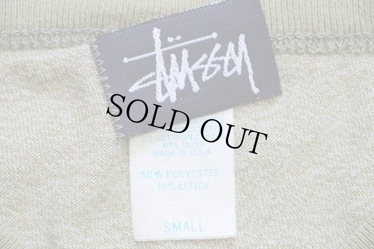 画像4: 80s USA製 STUSSYステューシー 2枚タグ 三段中抜き ドラゴン リンガーTシャツ 杢オリーブ S (4)