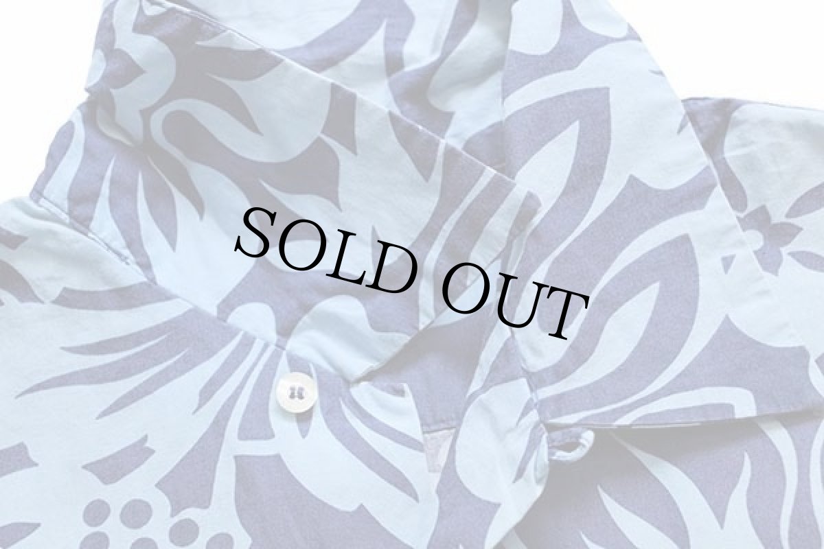 画像6: 80s USA製 STUSSYステューシー ハイビスカス 総柄 半袖 コットンシャツ M (6)