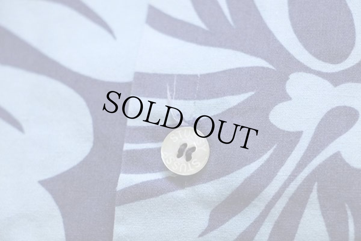 画像7: 80s USA製 STUSSYステューシー ハイビスカス 総柄 半袖 コットンシャツ M (7)