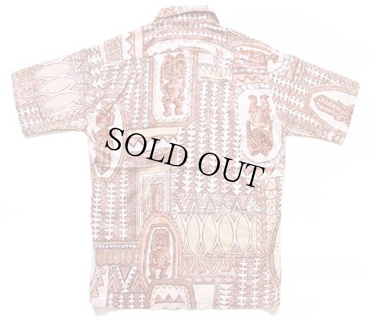 画像2: 70s GO BaReFOOT Tiki ティキ 総柄 裏生地 コットン アロハシャツ S (2)