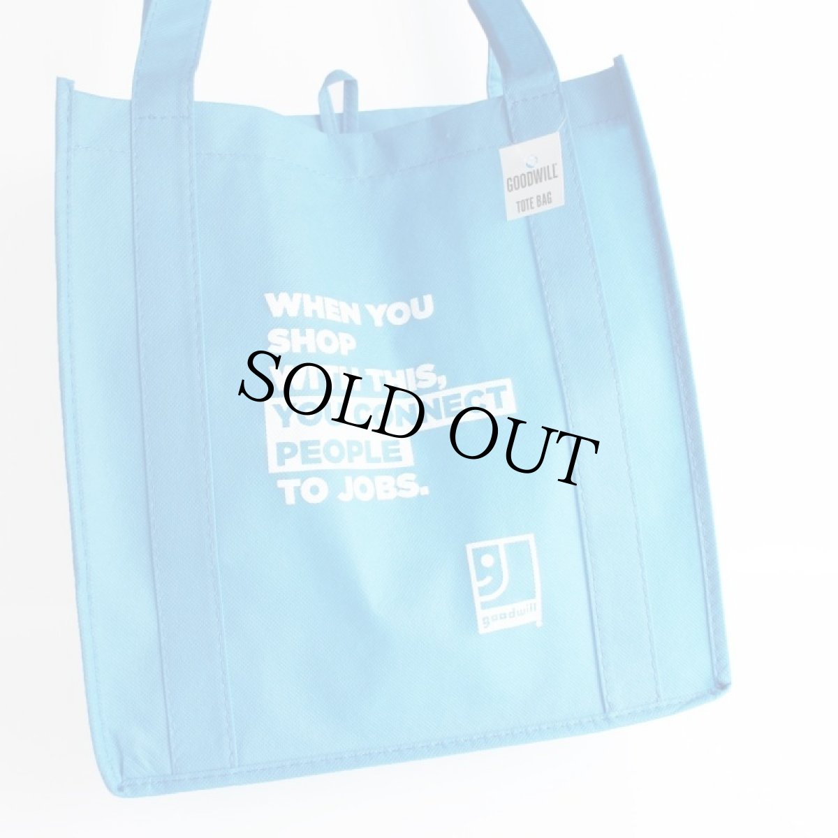 画像2: 新品★goodwill グッドウィル メッセージ ロゴ エコバッグ 青 (2)